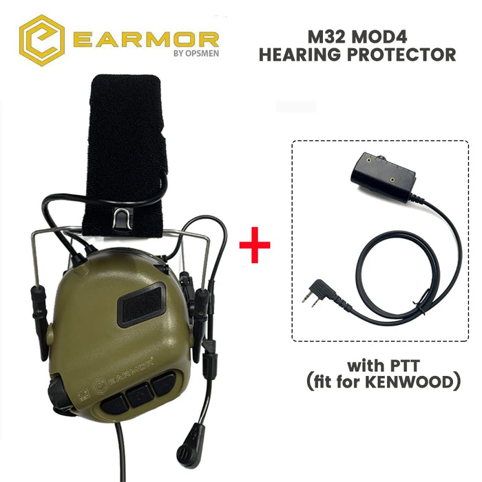 Tactical Headset Set with Kenwood PTT Adapter Green set