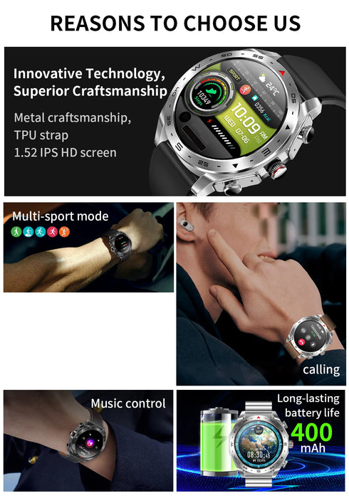 Bamboo White Smart Watch with 2-in-1 TWS Bluetooth Earphones