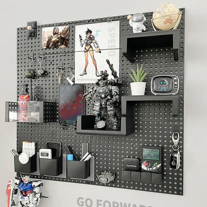 Dual Tier Decorative Grid Shelf 40x40cm – White