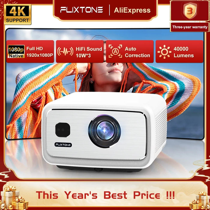 Smart LED Projector 3000 ANSI Lumens, 300-inch Display D9W
