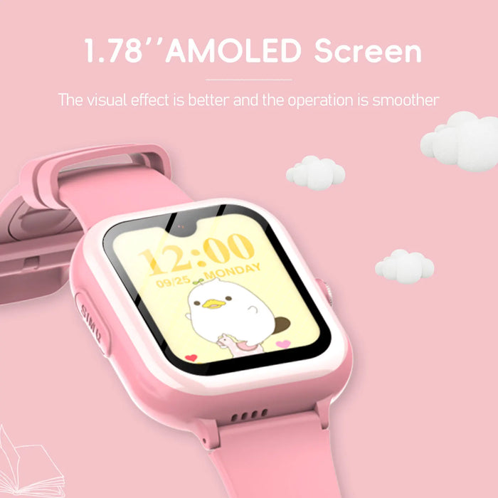 Pink Waterproof 4G Smartwatch for Kids with WhatsApp Support