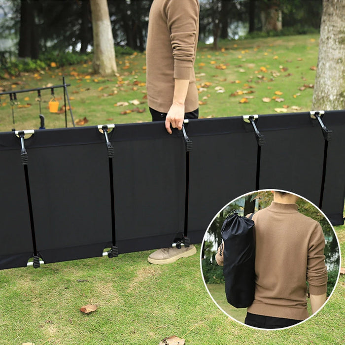 Generously sized black camp bed at 192 cm x 65 cm for a comfortable sleep