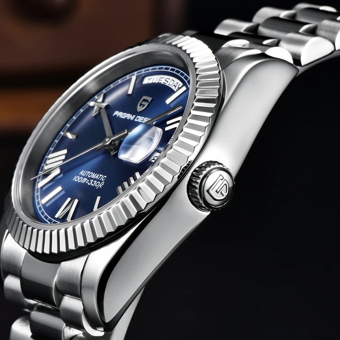 Stainless Steel Self-Winding Watch with Date Display
