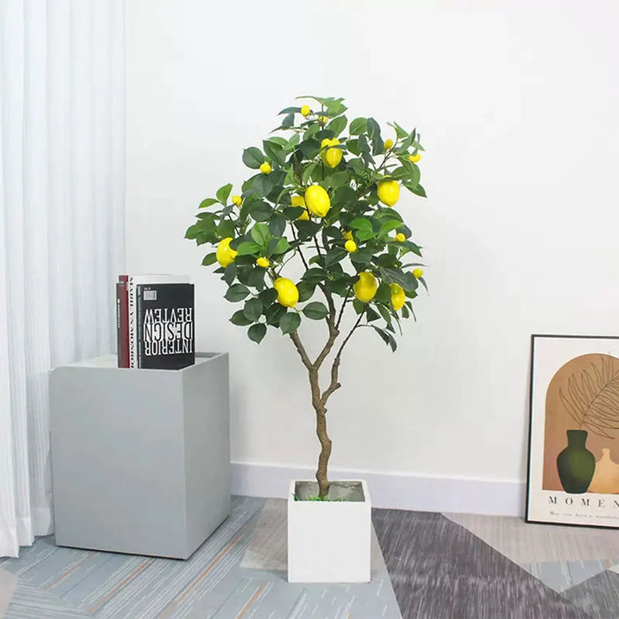 130cm Artificial Lemon Tree Branch for Indoor and Outdoor Use with Lifelike Green Leaves and Yellow Lemons