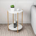 Chic round shape with a sturdy metal frame and luxurious marble surfaces