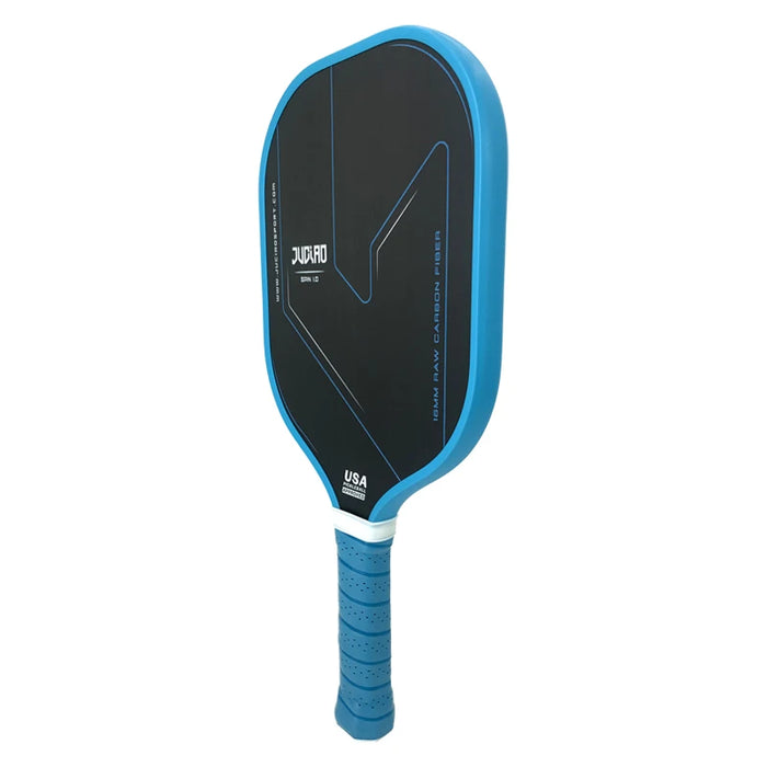 Pickleball paddle in blue with cover, made of carbon fiber T700, approved by USAPA and featuring spin textured surface
