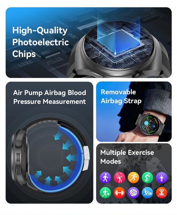 Smart Fitness Watch Blue with ECG and Blood Pressure