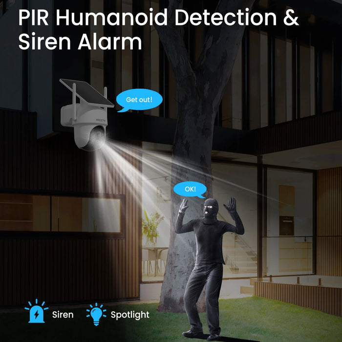 4MP Solar WiFi Outdoor Security Camera Kit with Siren Alarm