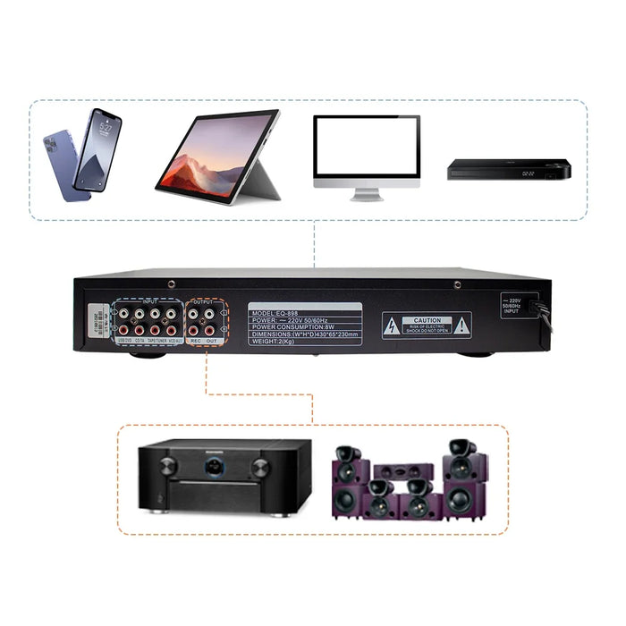 10-Band Graphic Stereo Preamplifier with Bluetooth & EQ Control