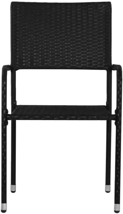 Outdoor Dining Chairs 4 Pack Black Poly Rattan, Stackable Space-Saving Design with Steel Frame