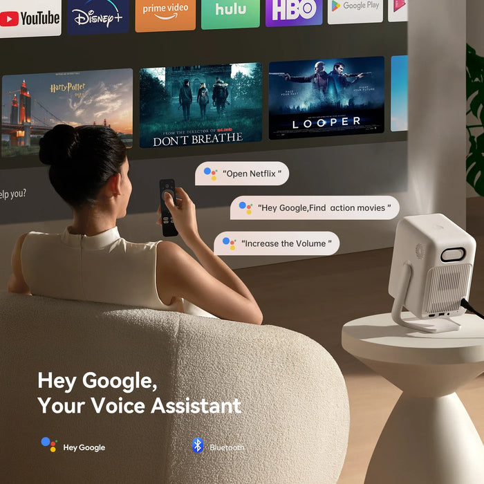 Smart Home Projector 1080P with Auto Focus and Bluetooth