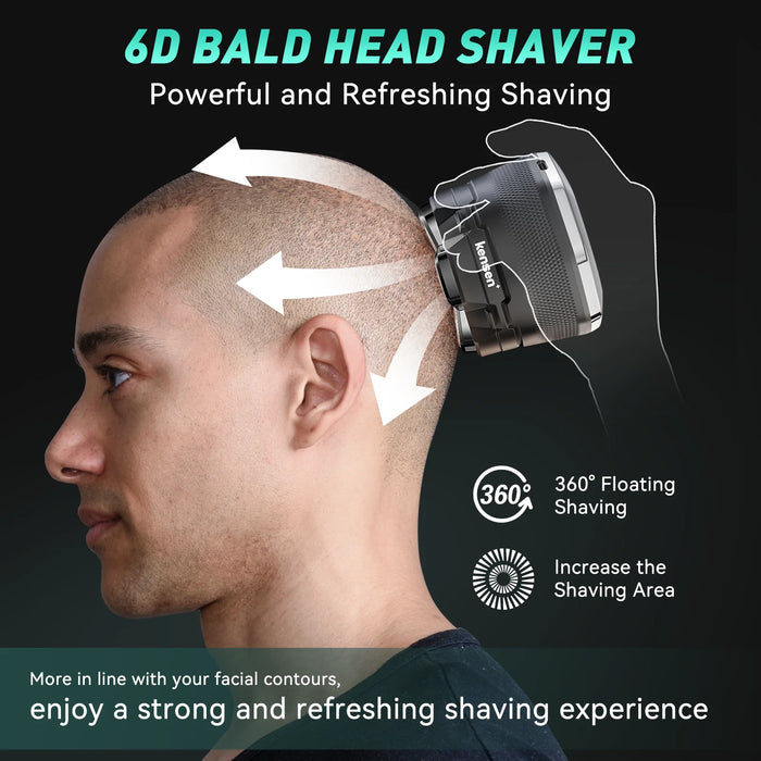 Close-up of 6D Magnetic Floating Head of Electric Head Shaver