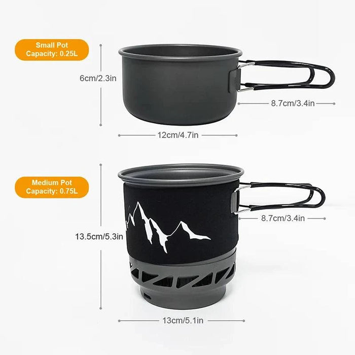 Durable, compact, and lightweight precision aluminum camping cooking set 
