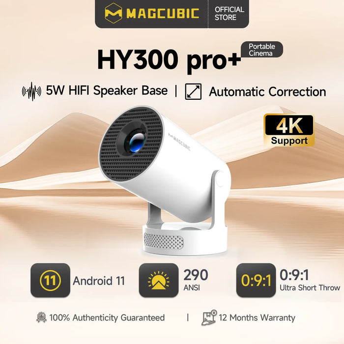 Manual Focus Portable Projector with 5W Speaker, 720P, WiFi 6, BT