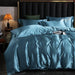 Luxury Satin Bedding Set with Fitted Sheet - High-Density Solid Color Duvet Cover and Pillowcases (Moonlight blue - 1.8m 4pcs) - FLUXA