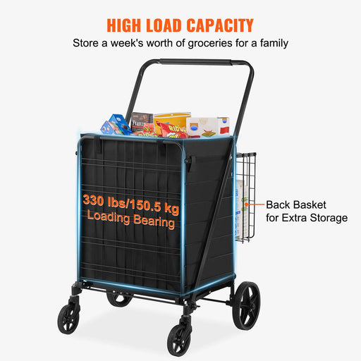 Heavy-duty cart with 160 kg weight capacity and reinforced metal frame