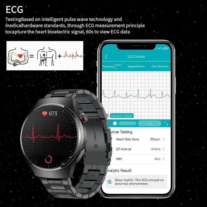AMOLED 1.43" Fitness Smartwatch with Voice Assistant & ECG Tracker - Black