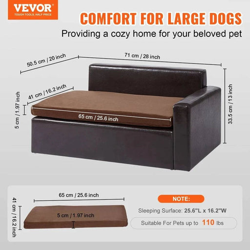 Stylish and practical leather upholstery pet sofa bed for medium to large-sized pets