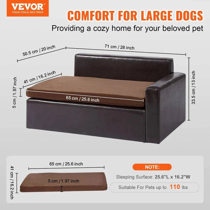 Stylish and practical leather upholstery pet sofa bed for medium to large-sized pets