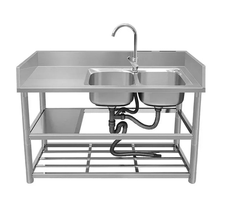 Stainless Steel Commercial Kitchen Sink with Workbench