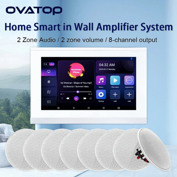 WiFi Bluetooth In-Wall Sound System with 7" Display