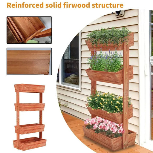 
Extra Large 4-Tier Raised Garden Bed made of durable fir wood