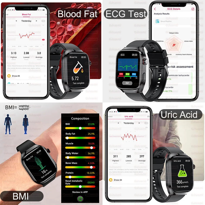 2.04" AMOLED Smartwatch with Body Fat & ECG Tracker