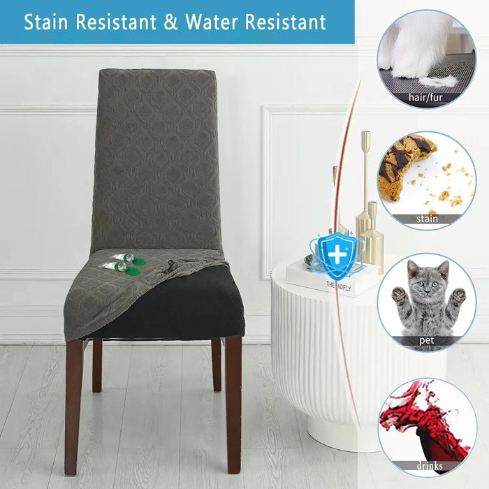 Waterproof Stretch Chair Covers Set of 6 Washable Armless Slipcovers for Dining & Banquet