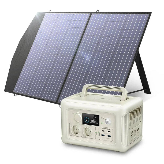 Package Contents including Portable Power Station, AC Charging Cable, User Manual, Warranty Card, Foldable Solar Panel, and various cables and adapters
