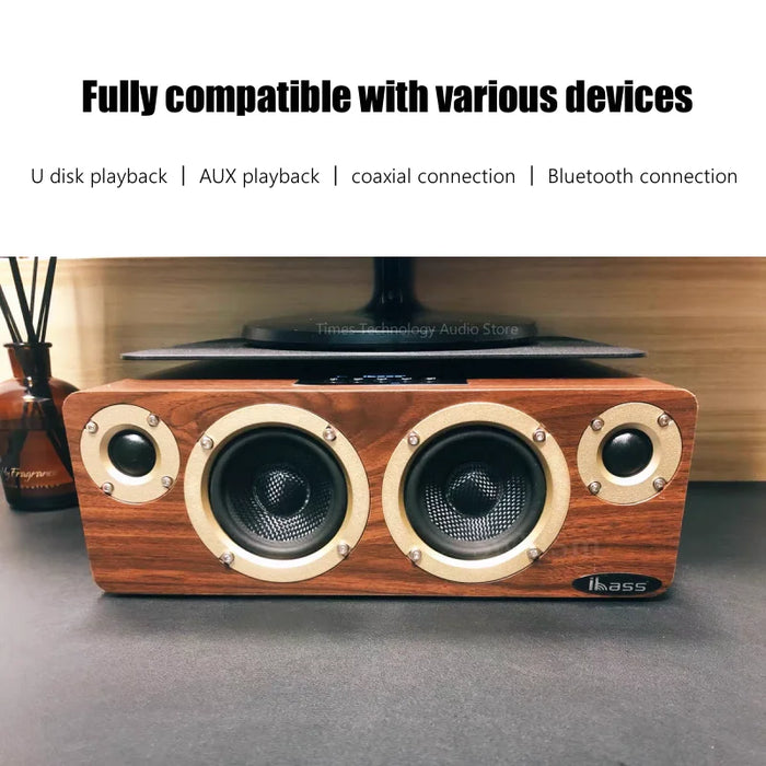 Bluetooth 5.0 Wooden Speaker System with AUX & USB Input