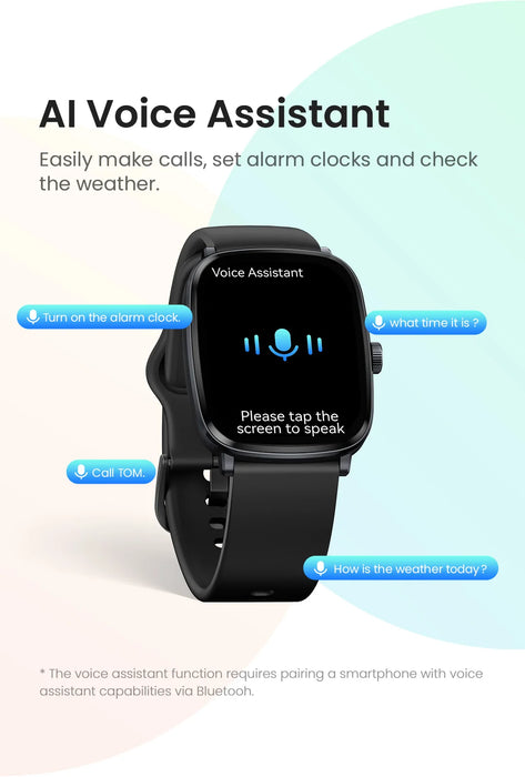 2.01” AMOLED Smartwatch – Bluetooth Call, Sport Mode, Voice Assistant, Black Strap