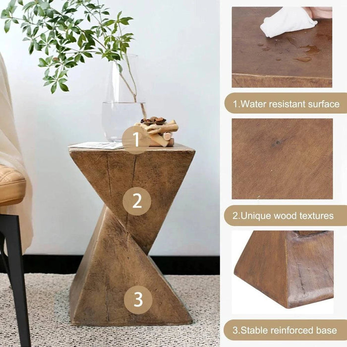 Modern geometric lightweight concrete accent table for versatile indoor/outdoor use