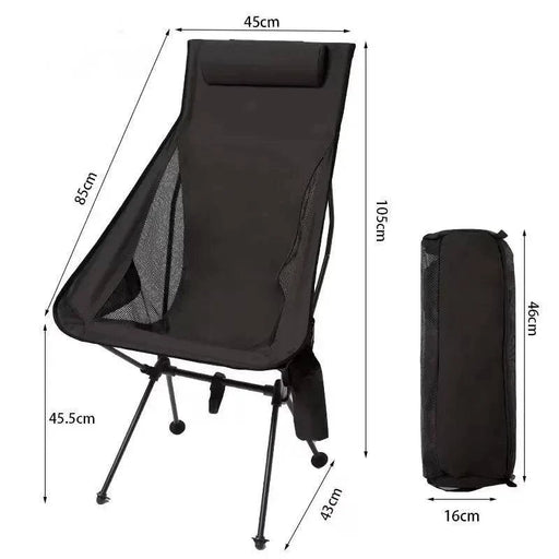 Ultralight and portable black folding camping chair with durable construction