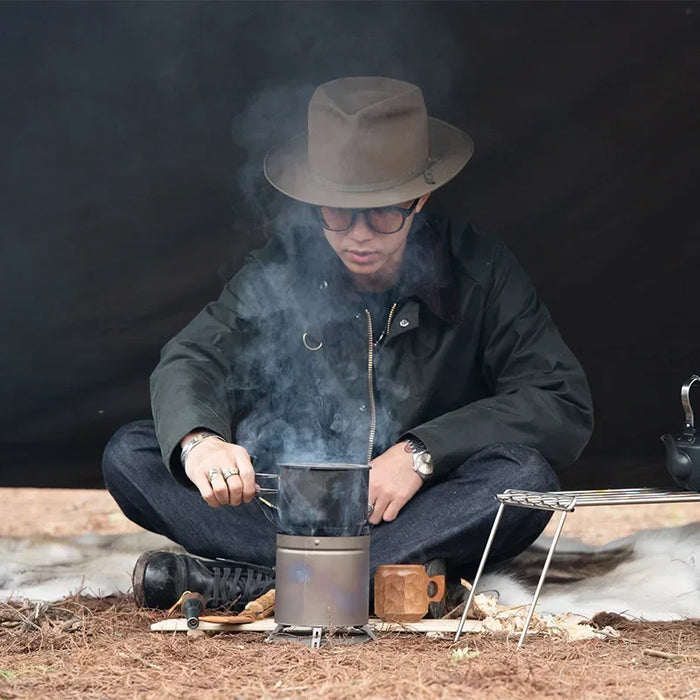 Mini Titanium Firewood Stove, Lightweight Portable Outdoor Burning Stove, 16cm