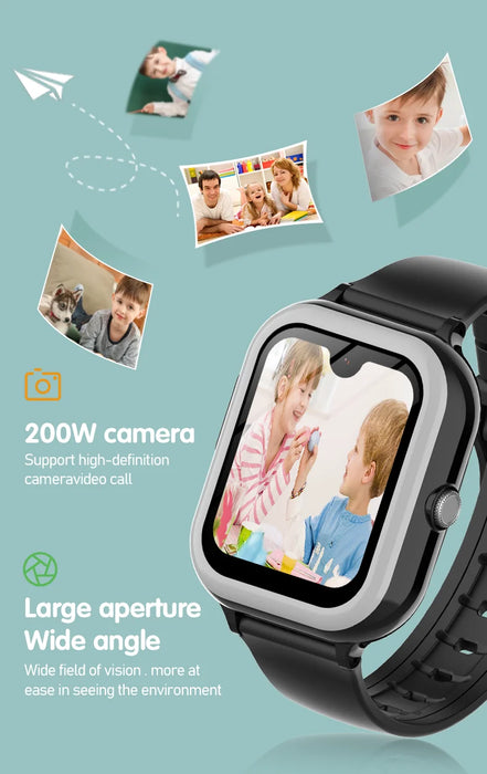Waterproof 4G Kids Smartwatch with AMOLED Screen Black