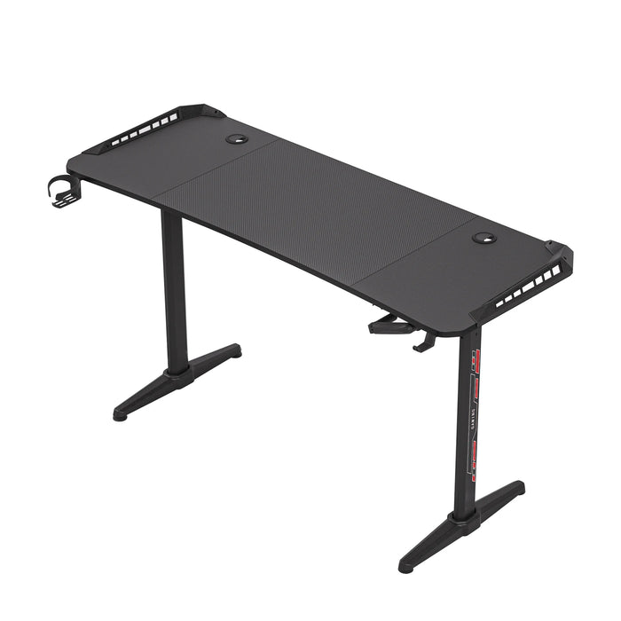Adjustable RGB Gaming Desk with Cup and Headphone Holder
