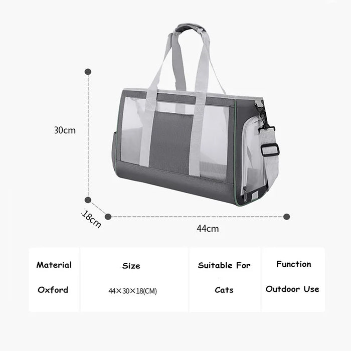 Outdoor Cat & Dog Carrier Grey 44x18x30cm