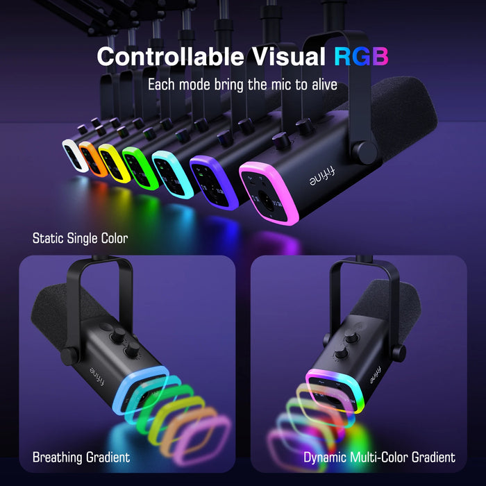 Studio Mic Set with Adjustable Arm, RGB Lights & USB/XLR - AM8TP