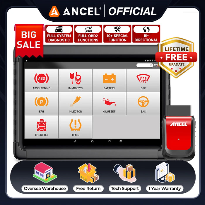 10.1" Bluetooth Car Diagnostic Tablet with ABS Reset