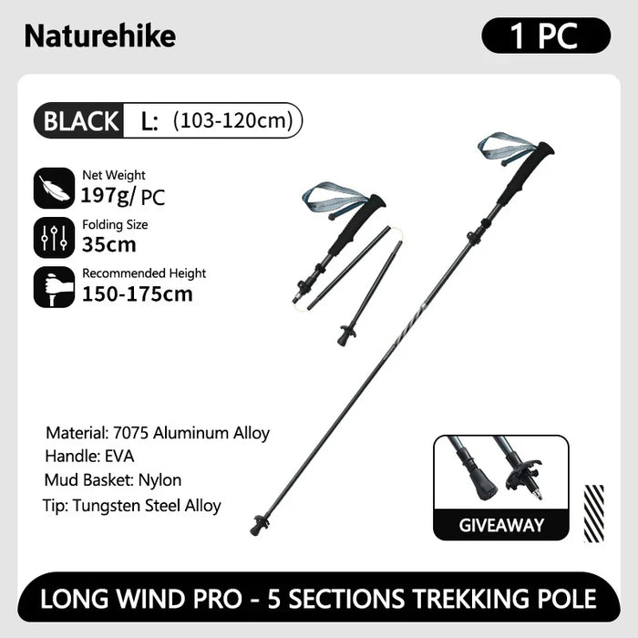 Trekking poles black 103-120cm carbon fiber folding hiking walking sticks for outdoor adventure and exploration