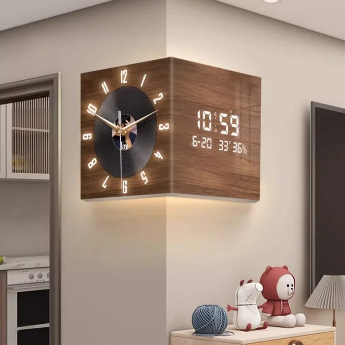 Decorative Corner Wall Clock with Mute Sweep Movement