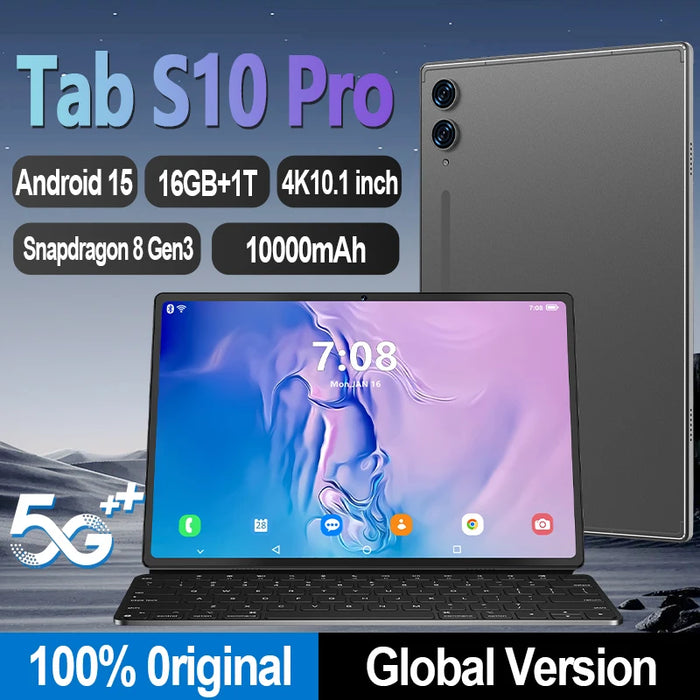 10,000mAh Battery 10.1" 4K Tablet with Keyboard