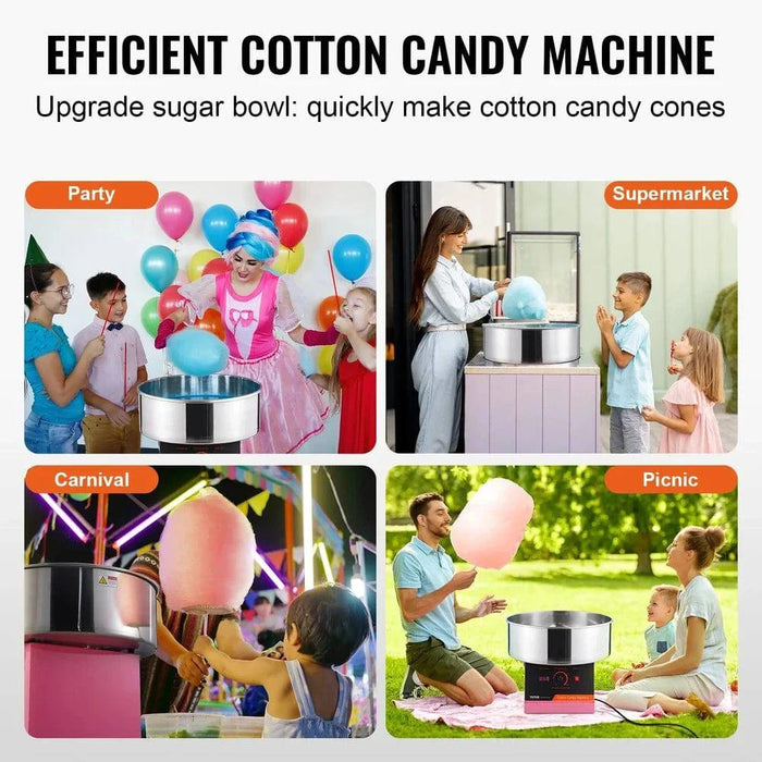  Versatile sugar options, works with traditional flossing sugars, milk sugars, fruit cubes, or hard candies 