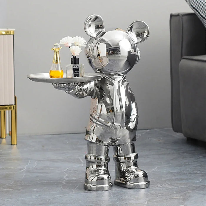 Large Astronaut Statue with Tray Luxury Electroplated Ceramic Home Decor, 53cm