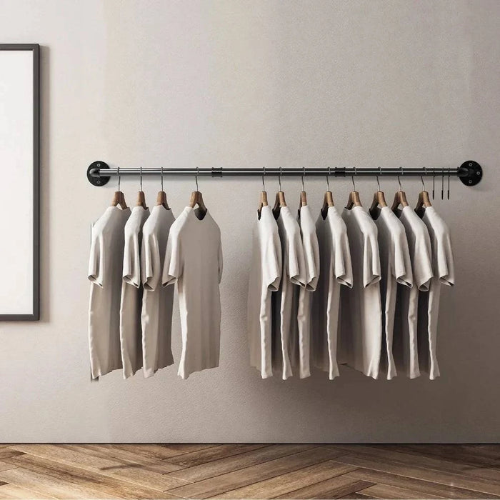 Black industrial pipe clothes rail with a weight capacity of 30kg