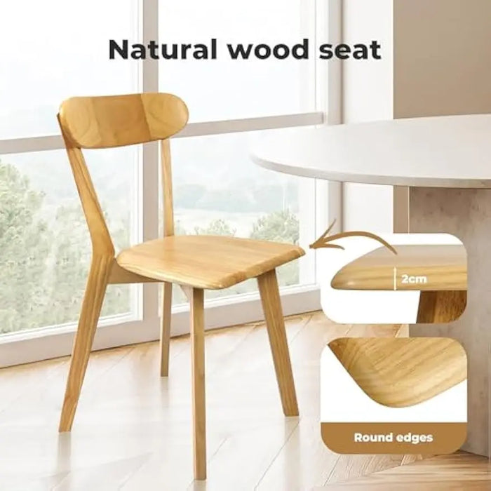 2x Oak Wooden Dining Chairs Comfortable Ergonomic Design, Multi-Purpose Indoor & Outdoor Use