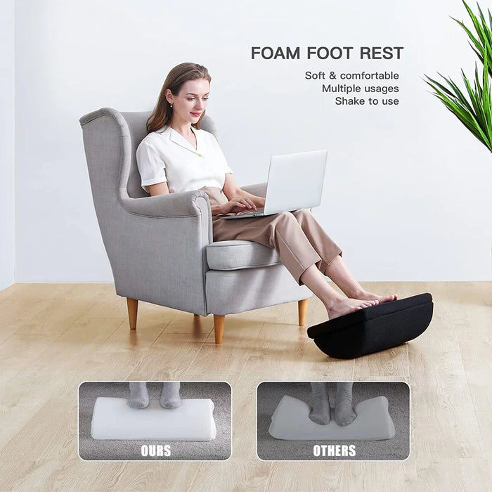 Adjustable memory foam foot rest under desk for ergonomic support