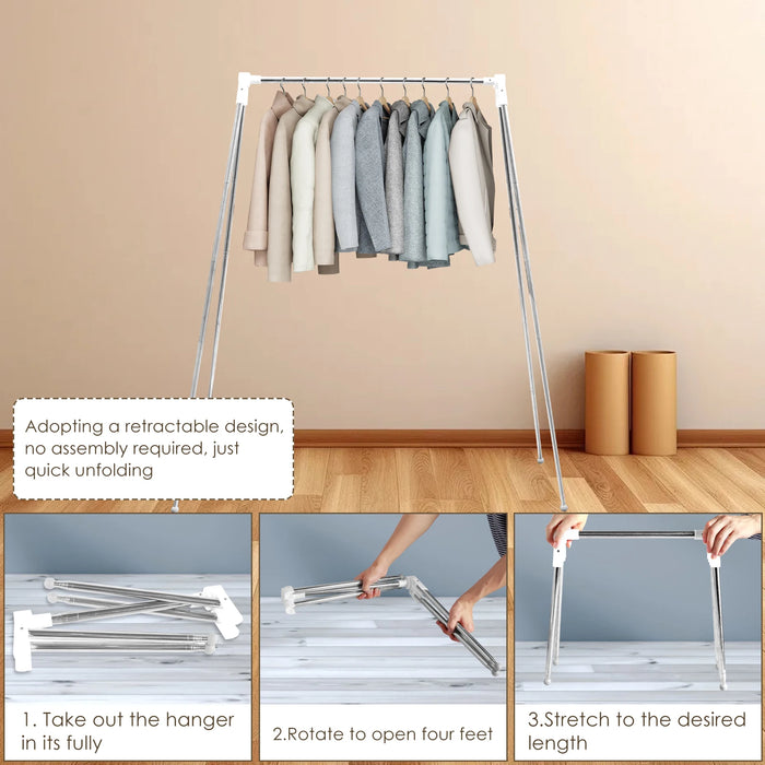 Portable clothes drying rack made of durable stainless steel for home or travel