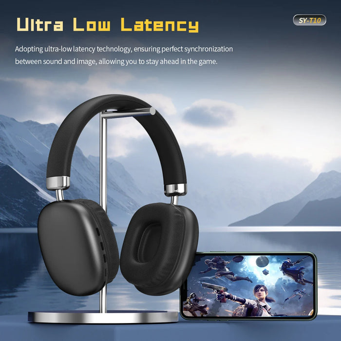 SY-T10 Black Wireless Headphones with ANC & 20H Battery Life