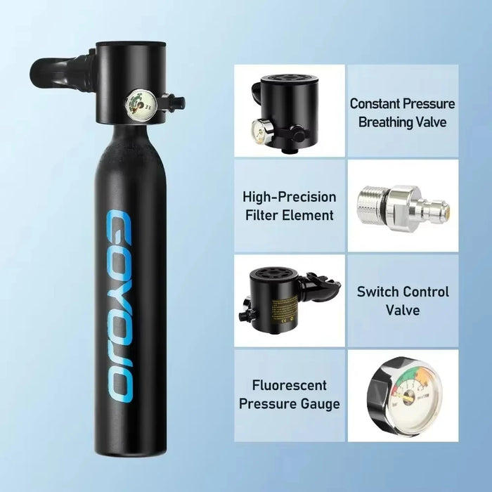 0.5L Mini Scuba Diving Oxygen Tank for Surface Breathing